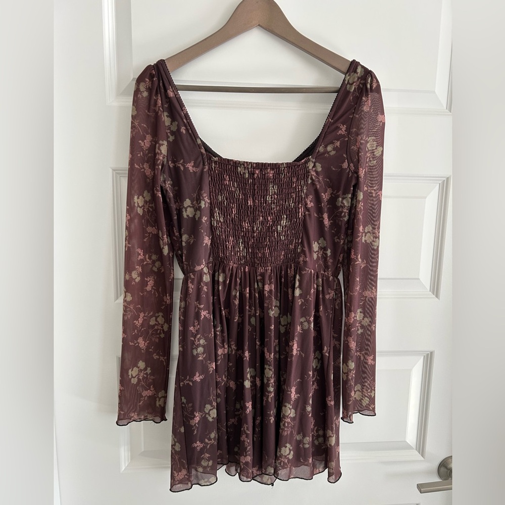 Urban Outfitters Diana Floral Cut Out Romper Brown Green Size L - Picture 12 of 16